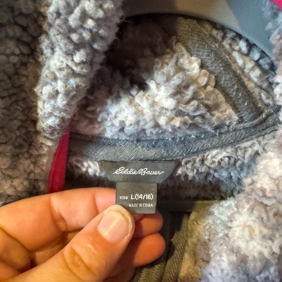 Eddie Bauer Girls Cozy Gray Fleece Hoodie Jacket - Picture 3 of 4